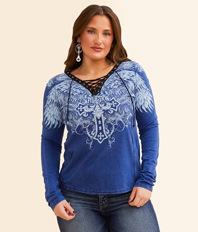 Affliction Aristocrat Lace-Up T-Shirt front view