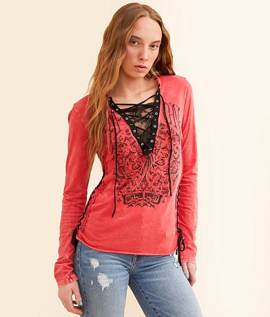 Affliction Solution Lace-Up Top front view