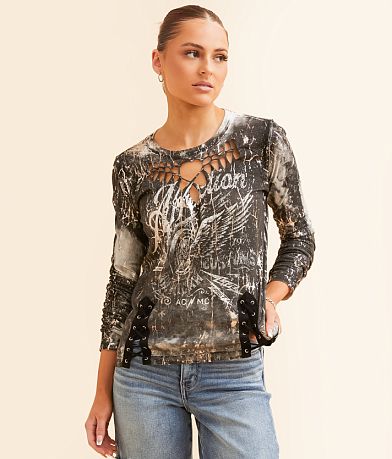Affliction American Customs Wheel Wing T-Shirt front view