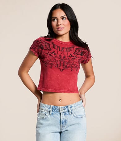 Affliction Winged Up Cropped T-Shirt front view