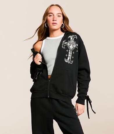 Affliction Stunt Double Oversized Hoodie front view
