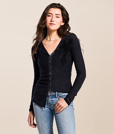 Affliction Chaos Theory Hooded Shirt front view