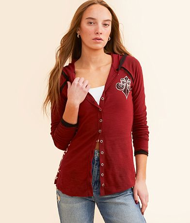 Affliction Victorian Hooded Shirt front view