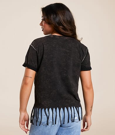 Affliction Death Spade Chrome Fringe T-Shirt back view