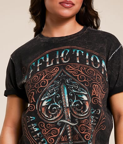Affliction Death Spade Chrome Fringe T-Shirt misc detail 1 view