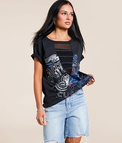 Affliction American Customs No Luck Motors Oversized T-Shirt front view
