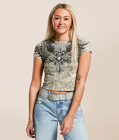 Affliction Ayala Cropped T-Shirt front view
