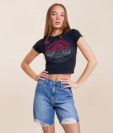 Affliction American Customs Triumph Cropped T-Shirt front view