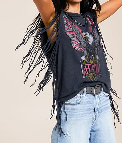 Affliction American Customs Twin Turbo Fringe Tank Top misc detail 1 view