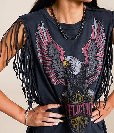 Affliction American Customs Twin Turbo Fringe Tank Top misc detail 2 view