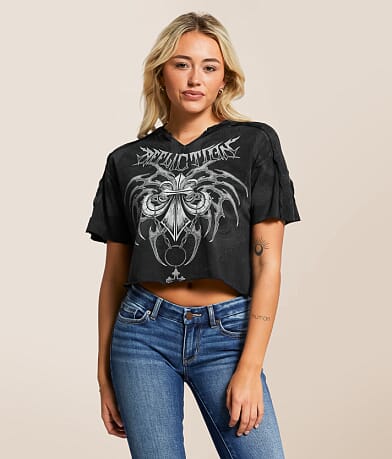 Affliction Shred Fest Cropped T-Shirt front view