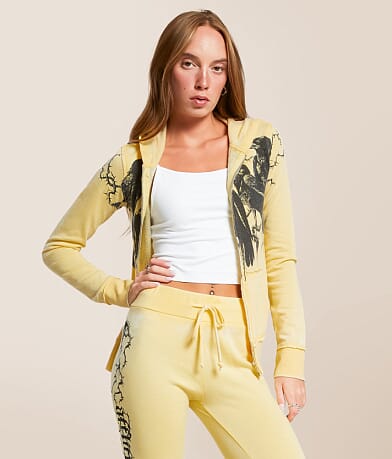 Affliction Crows Burnout Hoodie front view