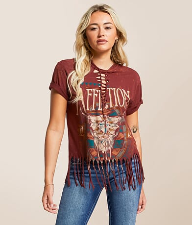 Affliction Western Original Fringe T-Shirt front view