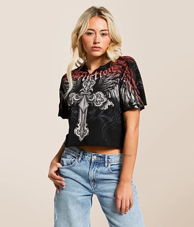Affliction Angelo Cropped T-Shirt front view