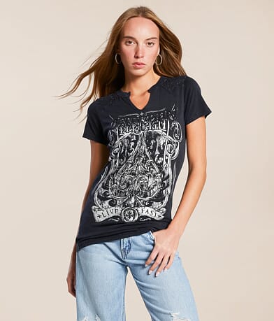 Affliction Spade Split Neck T-Shirt front view