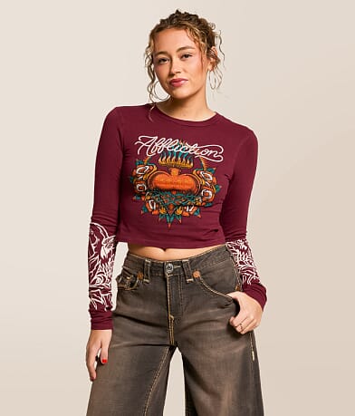 Affliction Eternal Oil Cropped T-Shirt front view