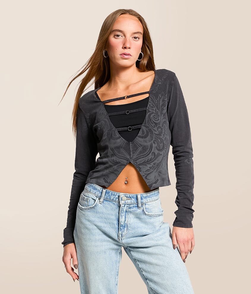 Scale Cut-Out Cropped Top - thumbnail 2
