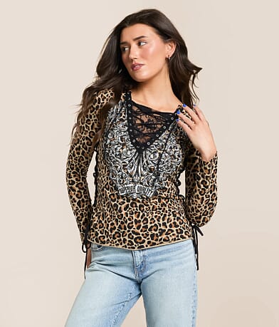 Affliction Solution Lace-Up T-Shirt front view