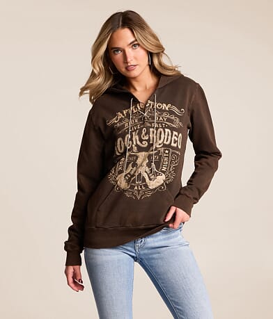 Affliction Rock & Rodeo Rhinestone Lace-Up Hoodie front view