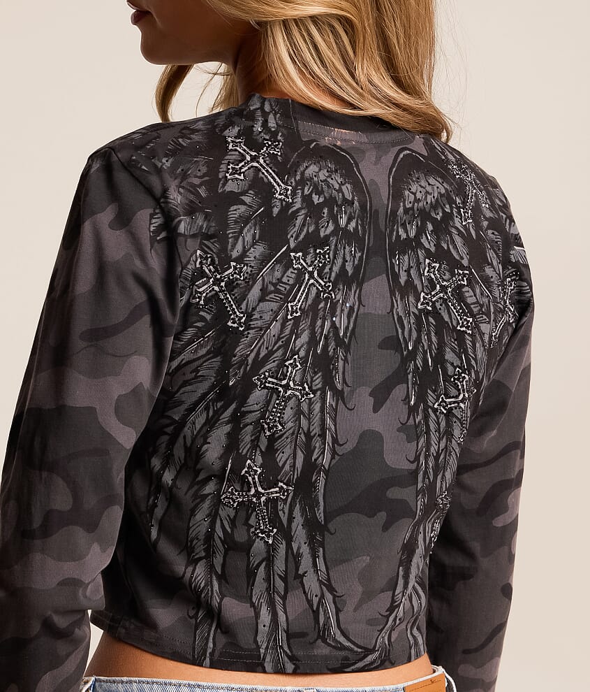 Whispering Thoughts Camo Cropped T-Shirt