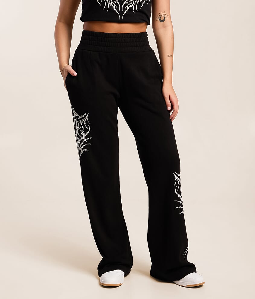 Liquid Signify Rhinestone Wide Leg Sweatpant - thumbnail 2