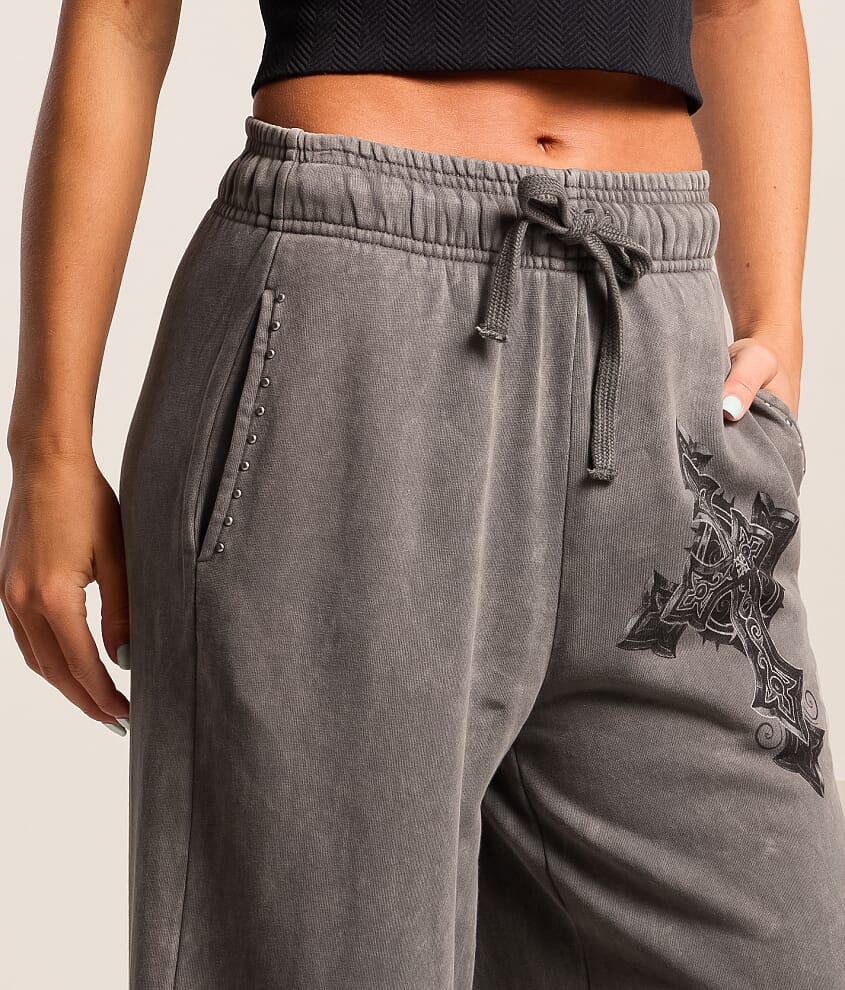 Stone Grail Studded Wide Leg Sweatpant - thumbnail 6