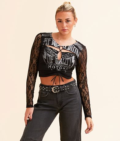 Affliction Speed Trails Cropped Top front view
