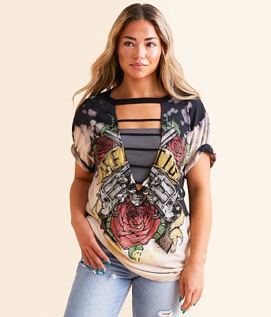 Affliction American Customs Nightlife Oversized T-Shirt front view