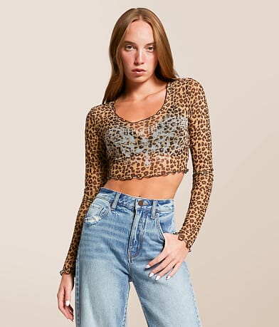 Affliction Winged Up Cropped Top front view