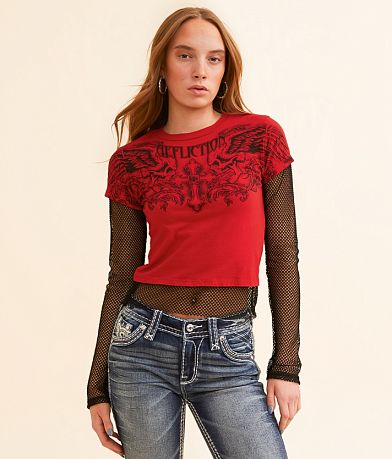 Affliction Winged Up Cropped T-Shirt front view