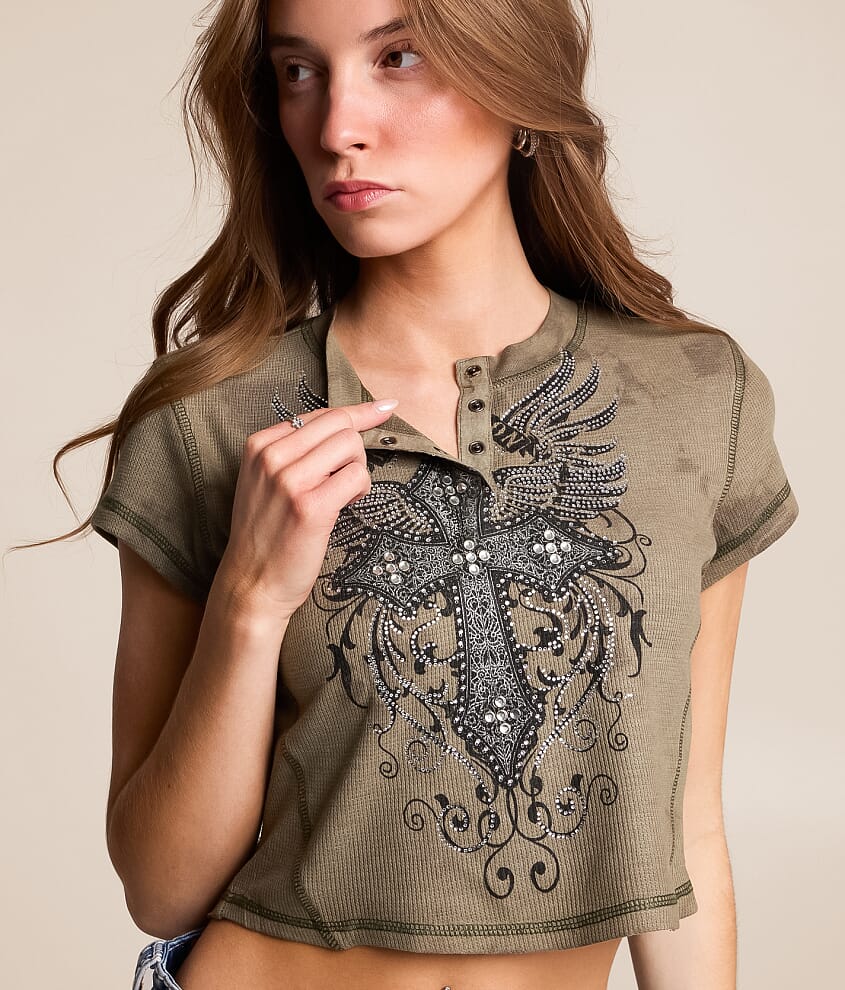 Brielle Cropped Thermal Henley