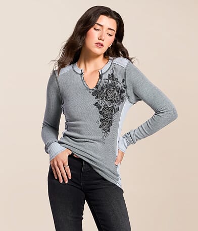 Affliction Secret Garden Reversible Washed Thermal front view