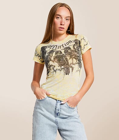 Affliction Crows Burnout T-Shirt front view