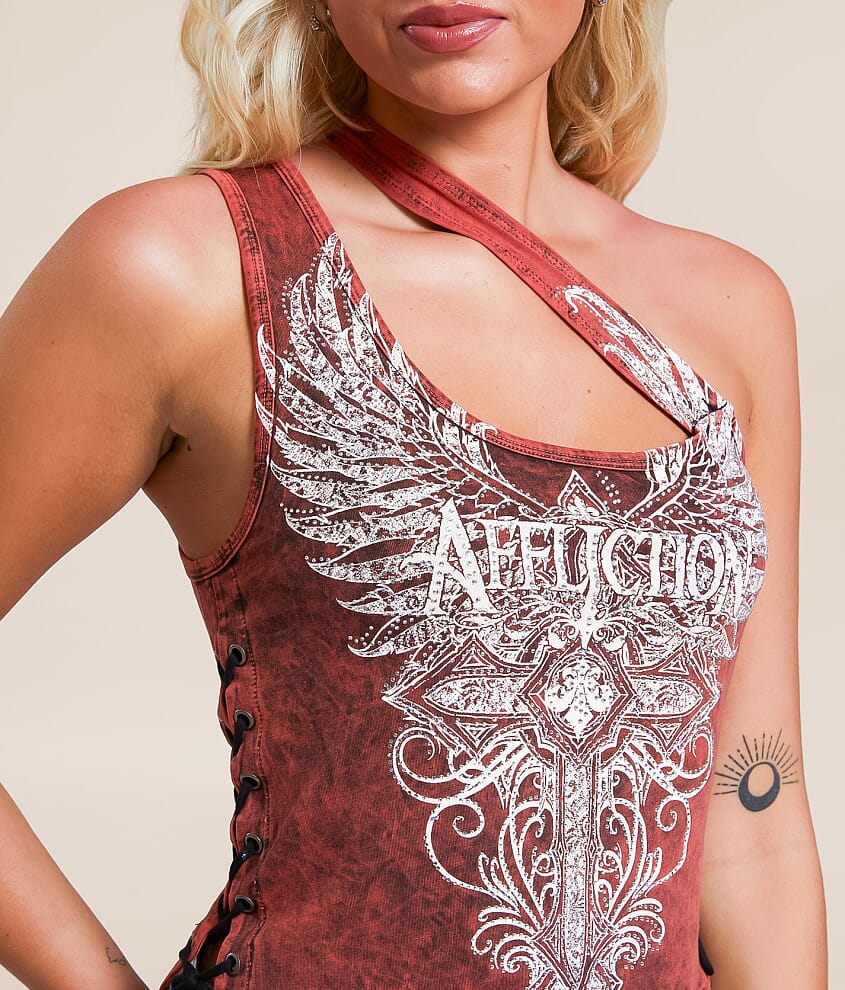 Lorielle One Shoulder Cropped Tank Top - thumbnail 3