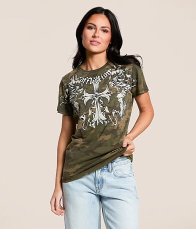 Affliction Jump Camo T-Shirt front view