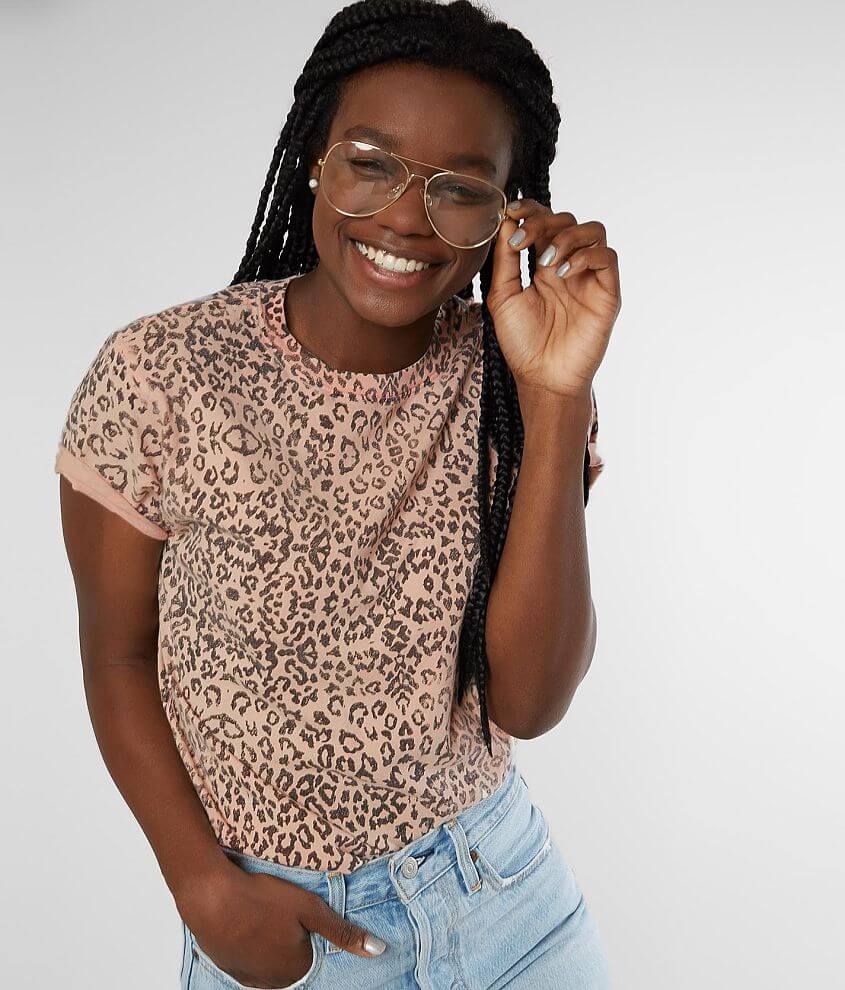 Modish Rebel Washed Leopard T-Shirt front view