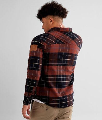 Howitzer Pershing Plaid Sherpa Lined Shacket BACK