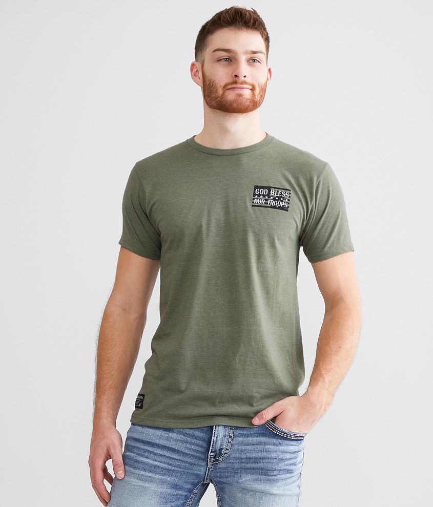 Howitzer God Bless Our Troops T-Shirt - Men's T-Shirts in Olive Heather ...