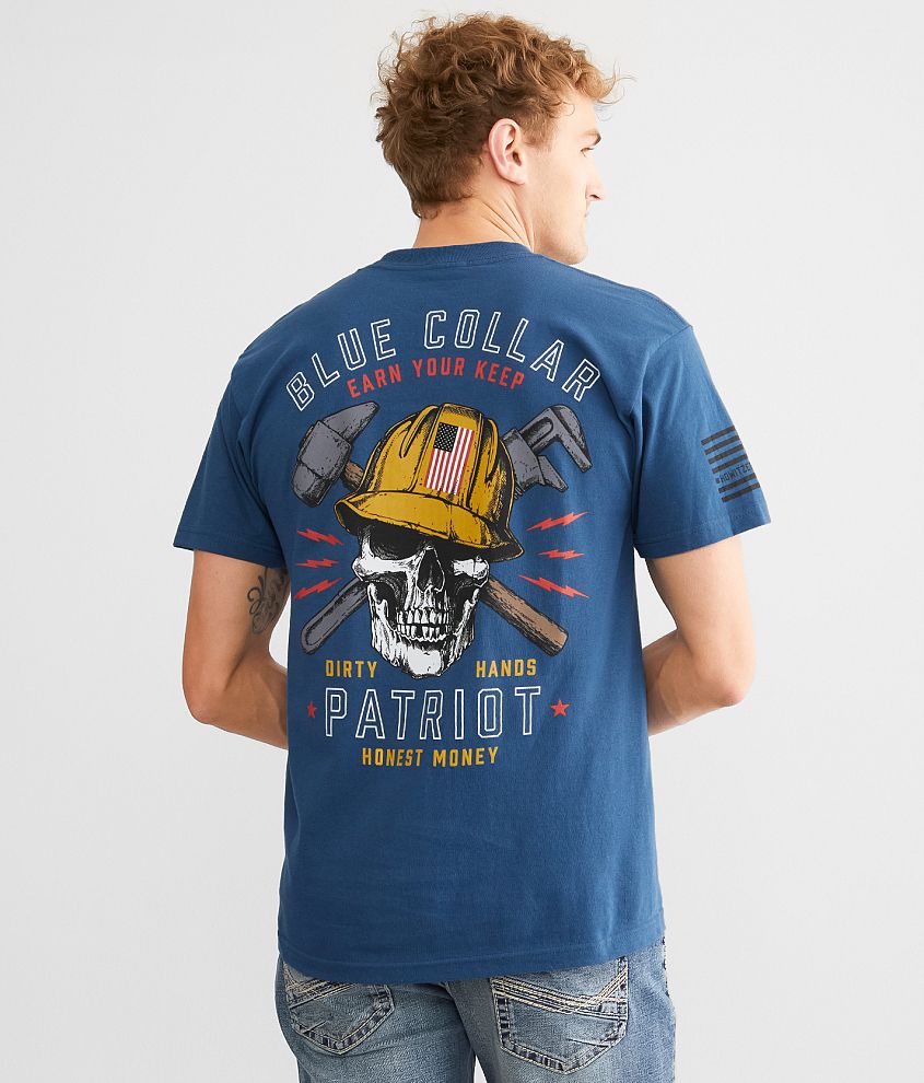 Howitzer Blue Collar Earn Your Keep T-Shirt front view