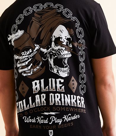 Howitzer Blue Collar 5 O&apos;Clock T-Shirt back view