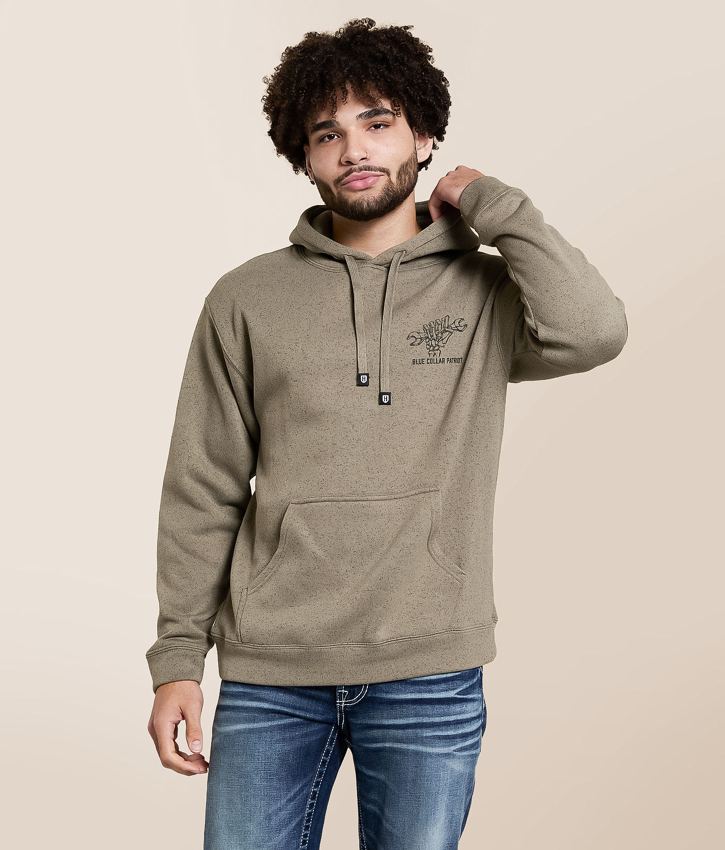 HUECLOSET Trust Setup Loose Fit Hood 25KERO２91 Howitzer Blue Collar Rough Hands Hooded Sweatshirt - Men's