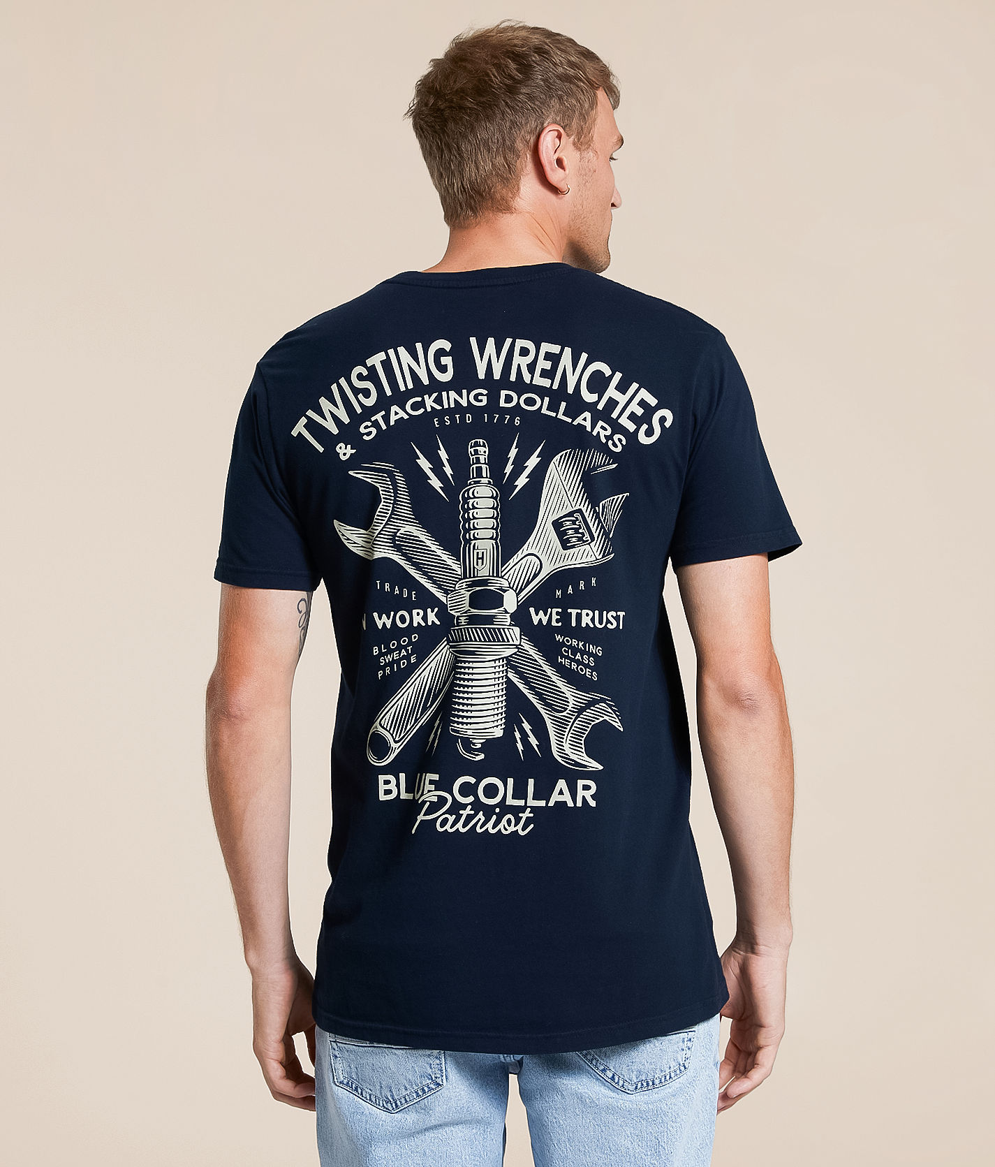 Howitzer Blue Collar Sparked T-Shirt - Men's T-Shirts in