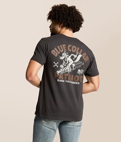 Howitzer Blue Collar Earned Beers T-Shirt front view