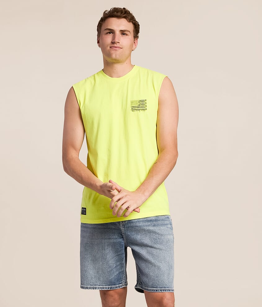 Blue Collar Wrench Flag Muscle Tank Top
