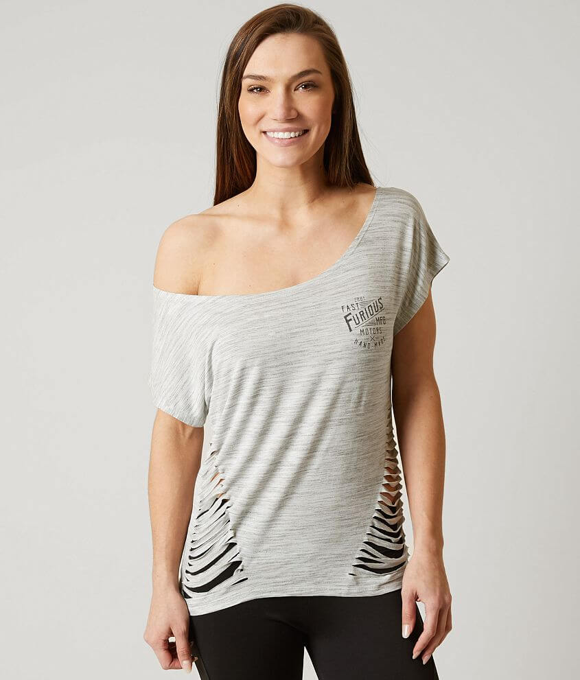 Affliction Fast & Furious Off the Shoulder Top front view