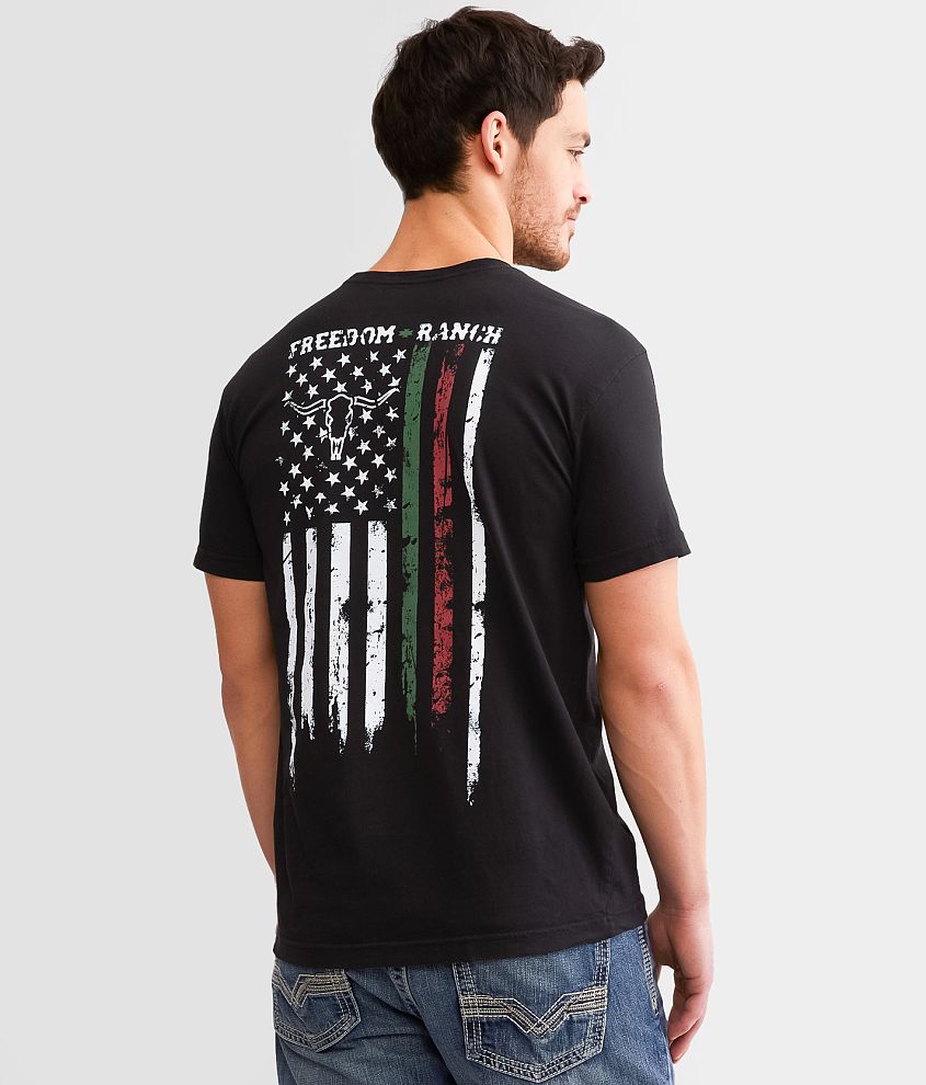 Freedom Ranch Long Flag T-Shirt front view