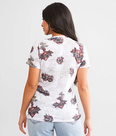 Sinful Sacred Heart Roses T-Shirt back view