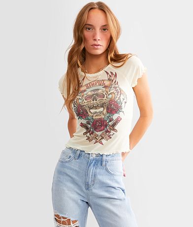 Sullen Sinful Rose Dagger Mesh T-Shirt full left side view