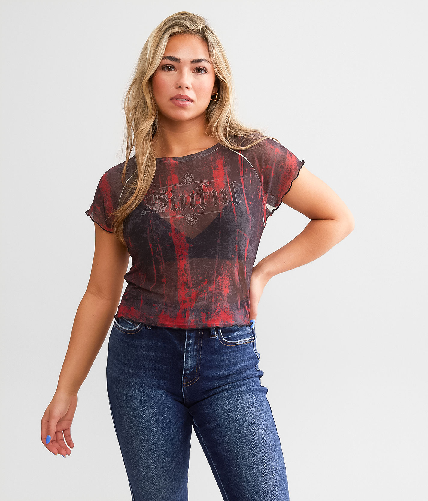 Sinful Angel Wings Mesh Top - Women's Shirts & Blouses in Cream