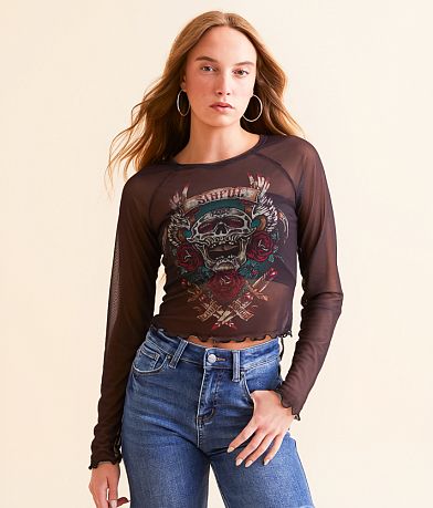 Sinful Rose Dagger Mesh T-Shirt front view